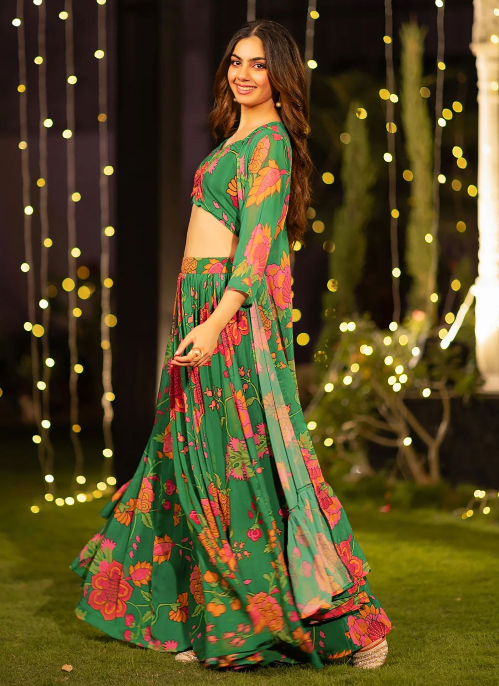 Chinon Ceremonial, Festival, Mehandi & Sangeet, Party Readymade Lehenga Choli L3511