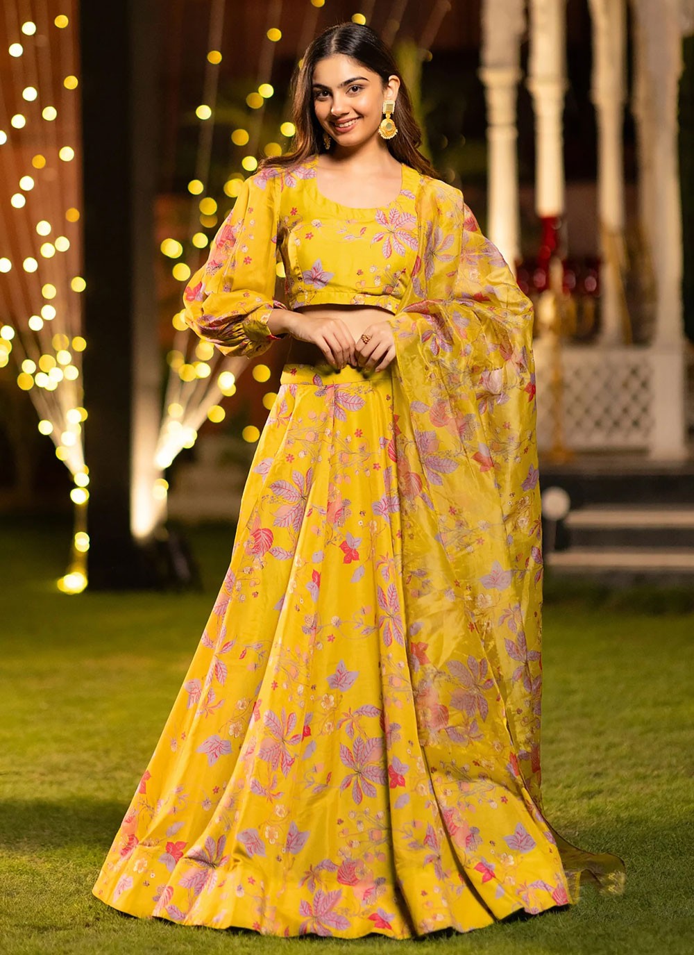 Chinon Ceremonial, Festival, Mehandi & Sangeet, Party Readymade Lehenga Choli L3506