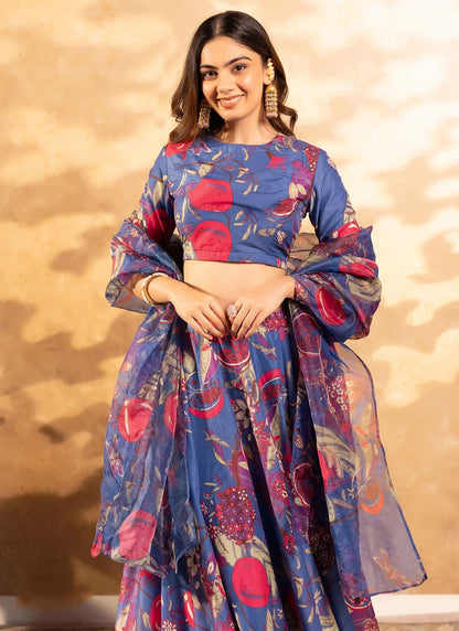 Chinon Ceremonial, Festival, Mehandi & Sangeet, Party Readymade Lehenga Choli L3508