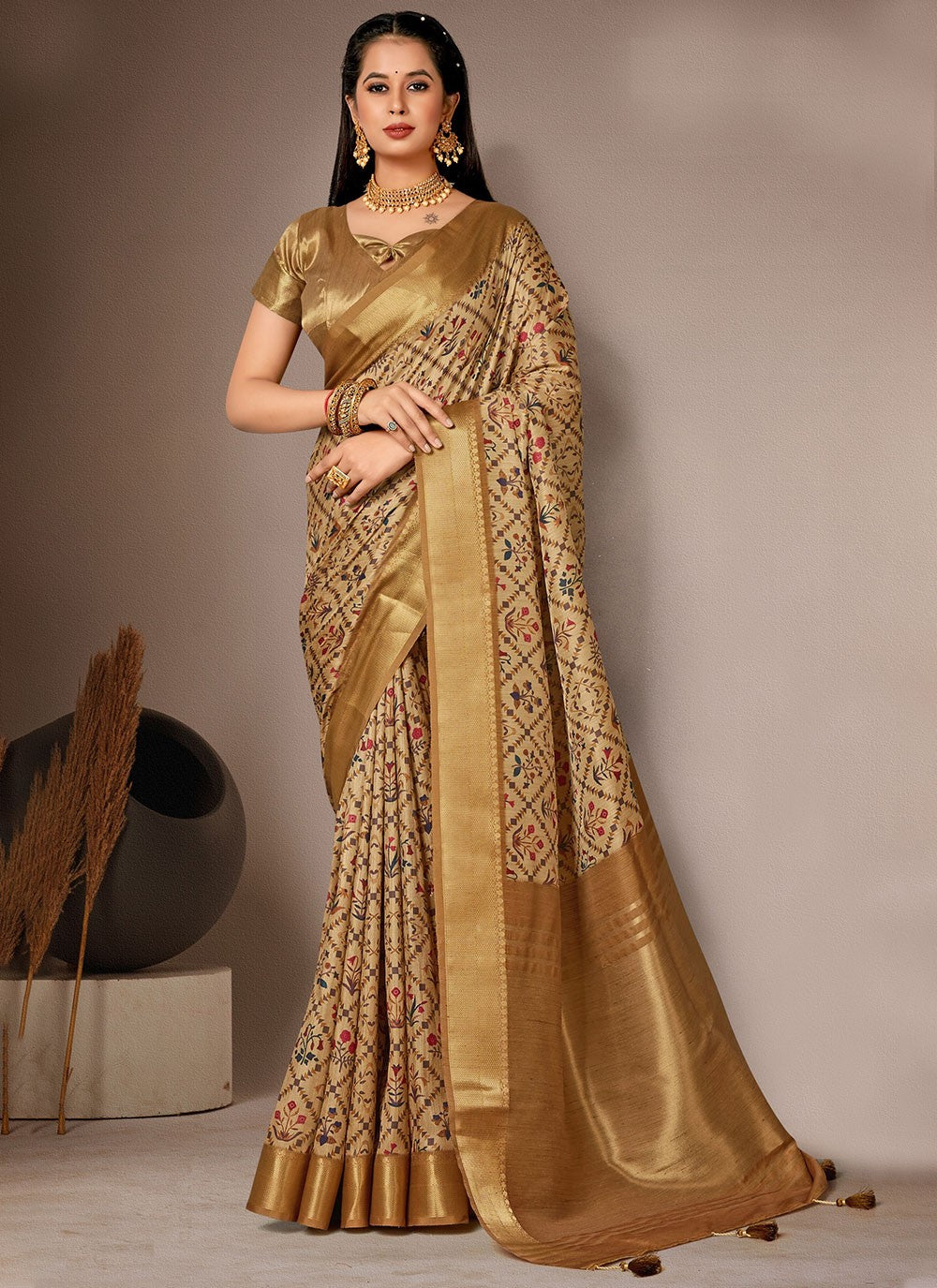 Classic Digital Print Bhagalpuri Silk Saree - S4557