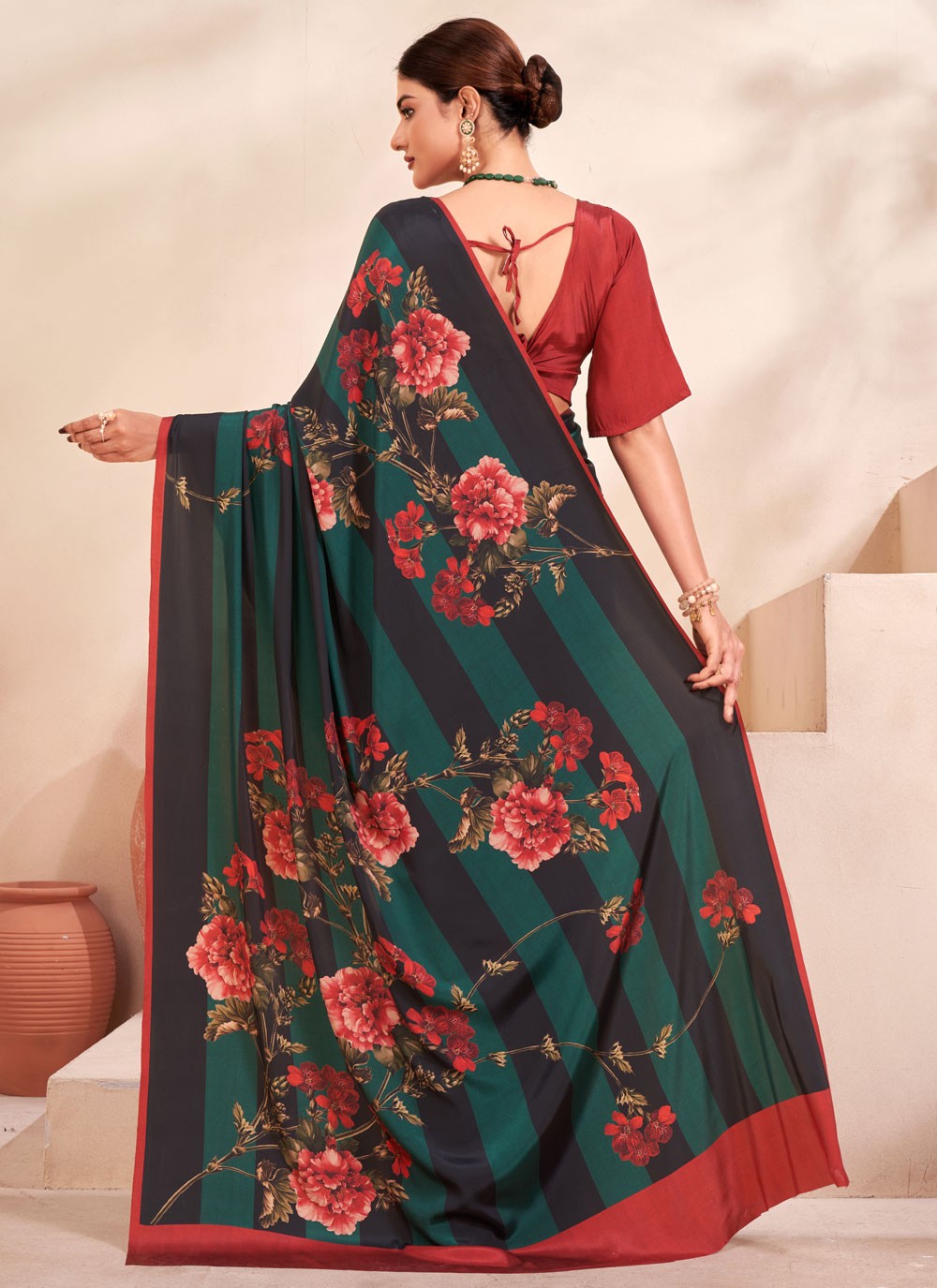 Classic Digital Print Crepe Silk Saree - S7514