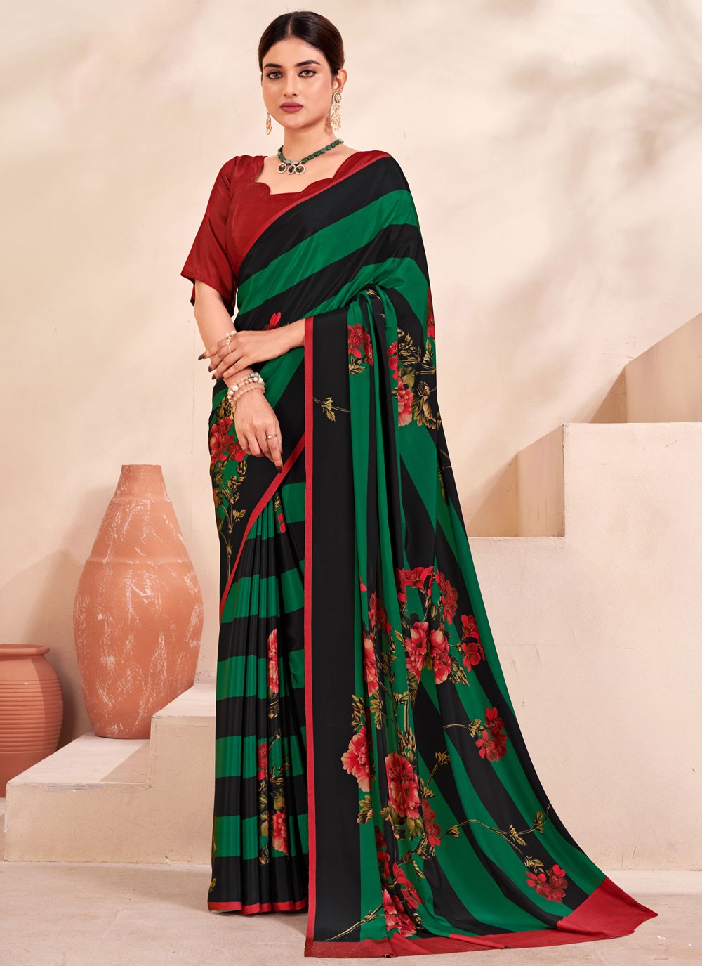 Classic Digital Print Crepe Silk Saree - S7514