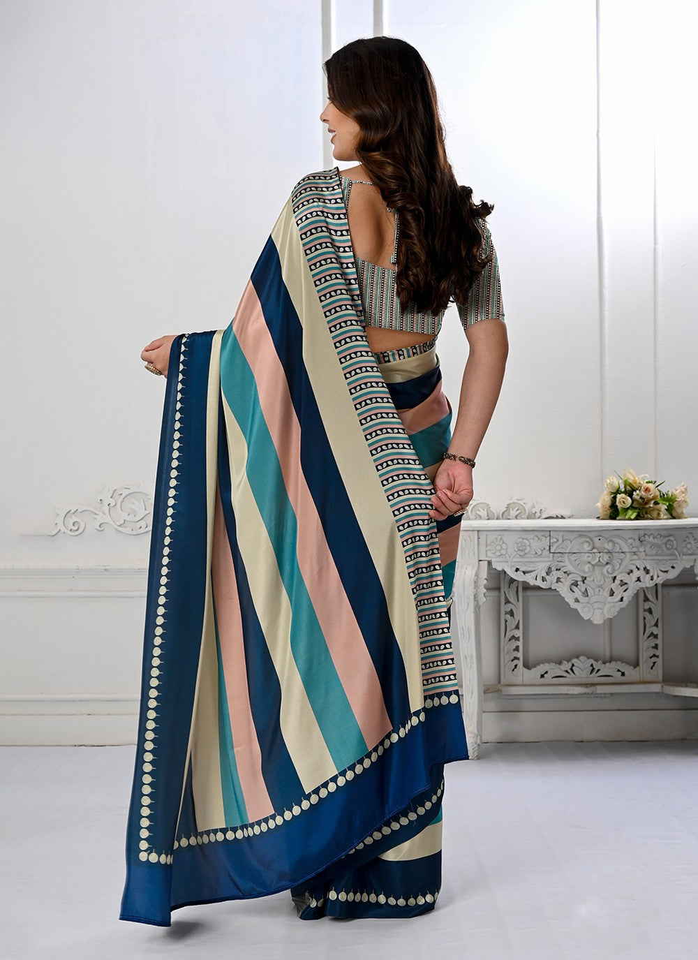 Classic Digital Print Crepe Silk Saree - S3219