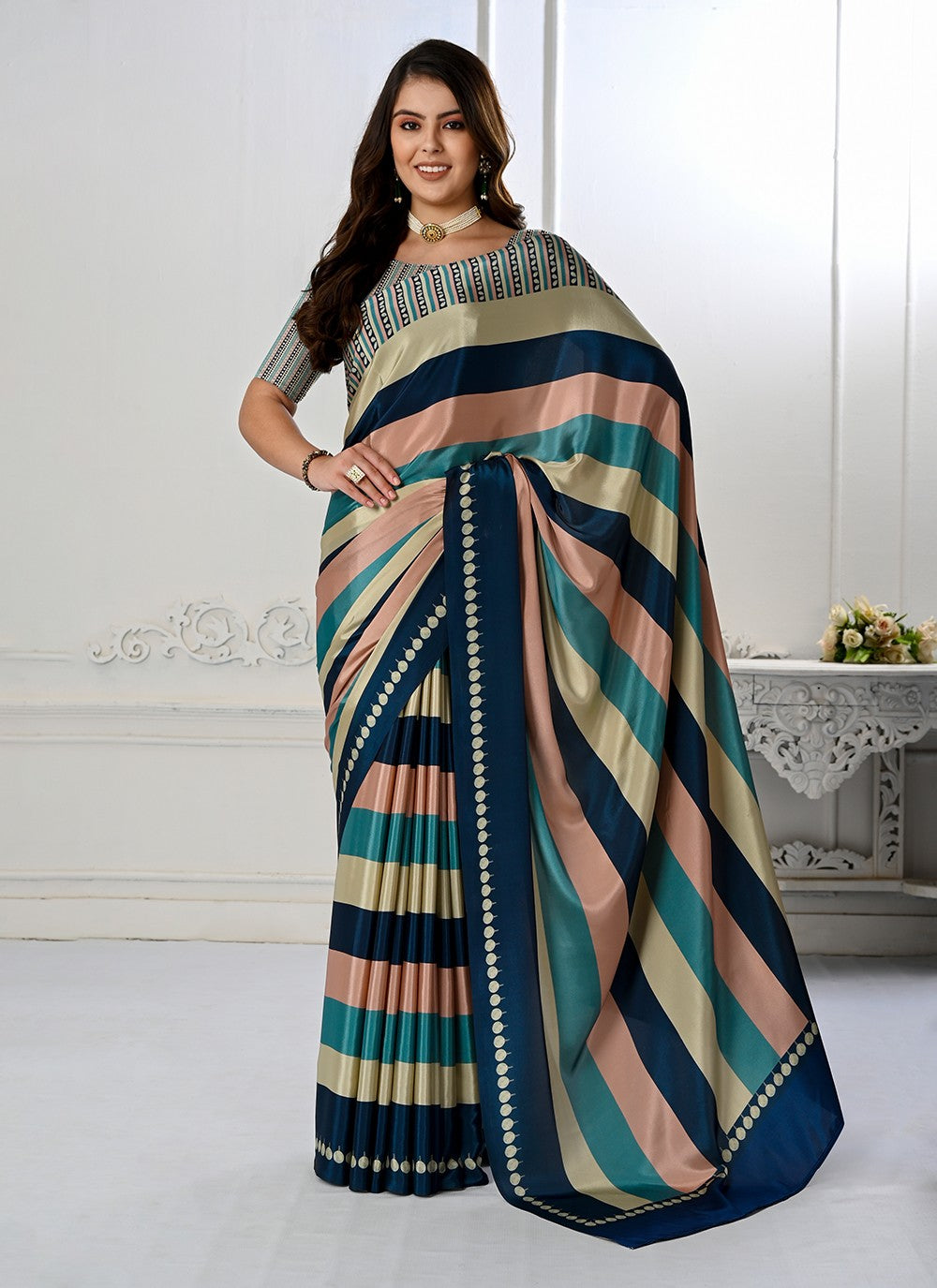 Classic Digital Print Crepe Silk Saree - S3219