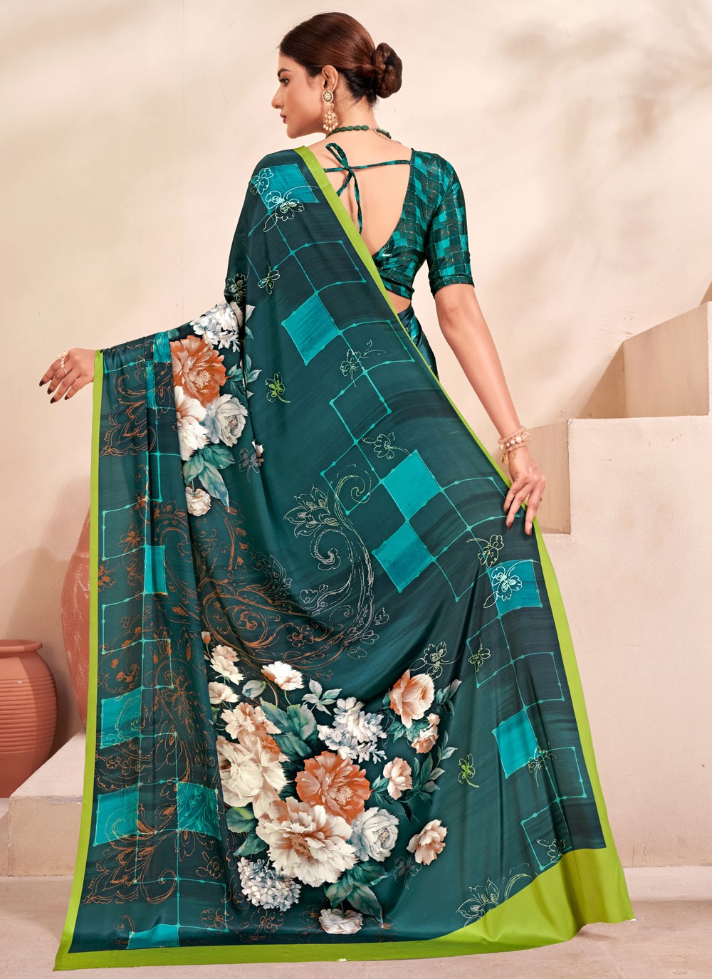 Classic Digital Print Crepe Silk Saree - S7514