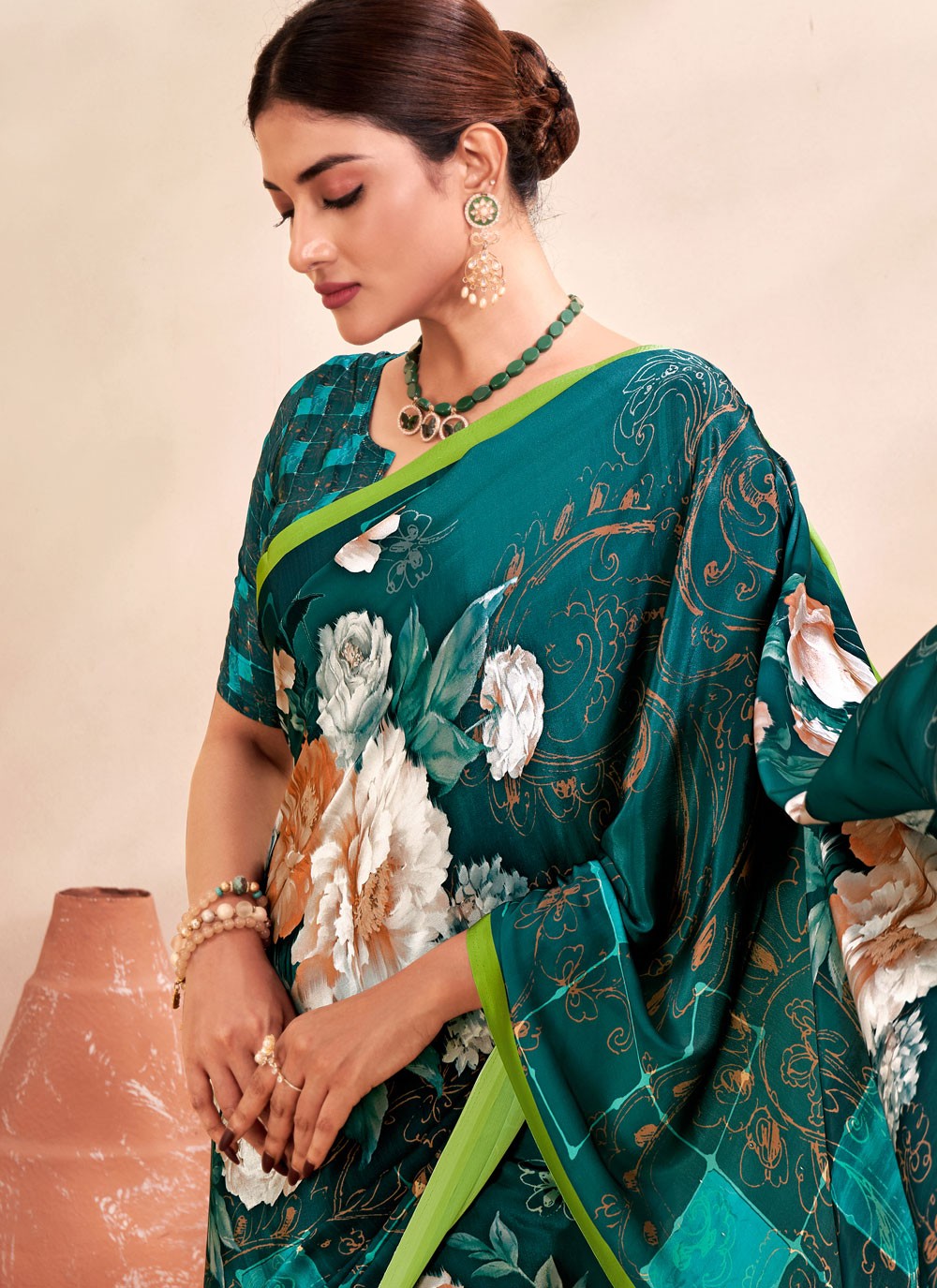 Classic Digital Print Crepe Silk Saree - S7514