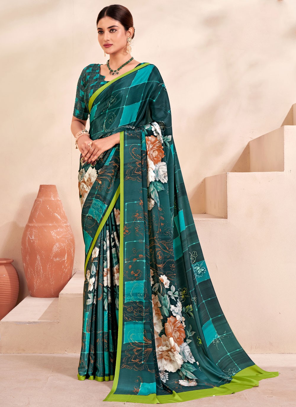 Classic Digital Print Crepe Silk Saree - S7514