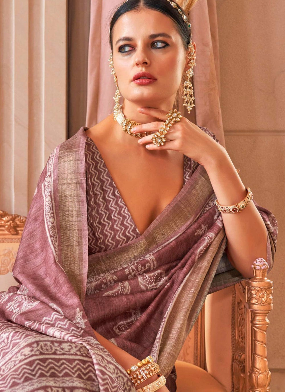 Classic Digital Print Silk Saree - S8418
