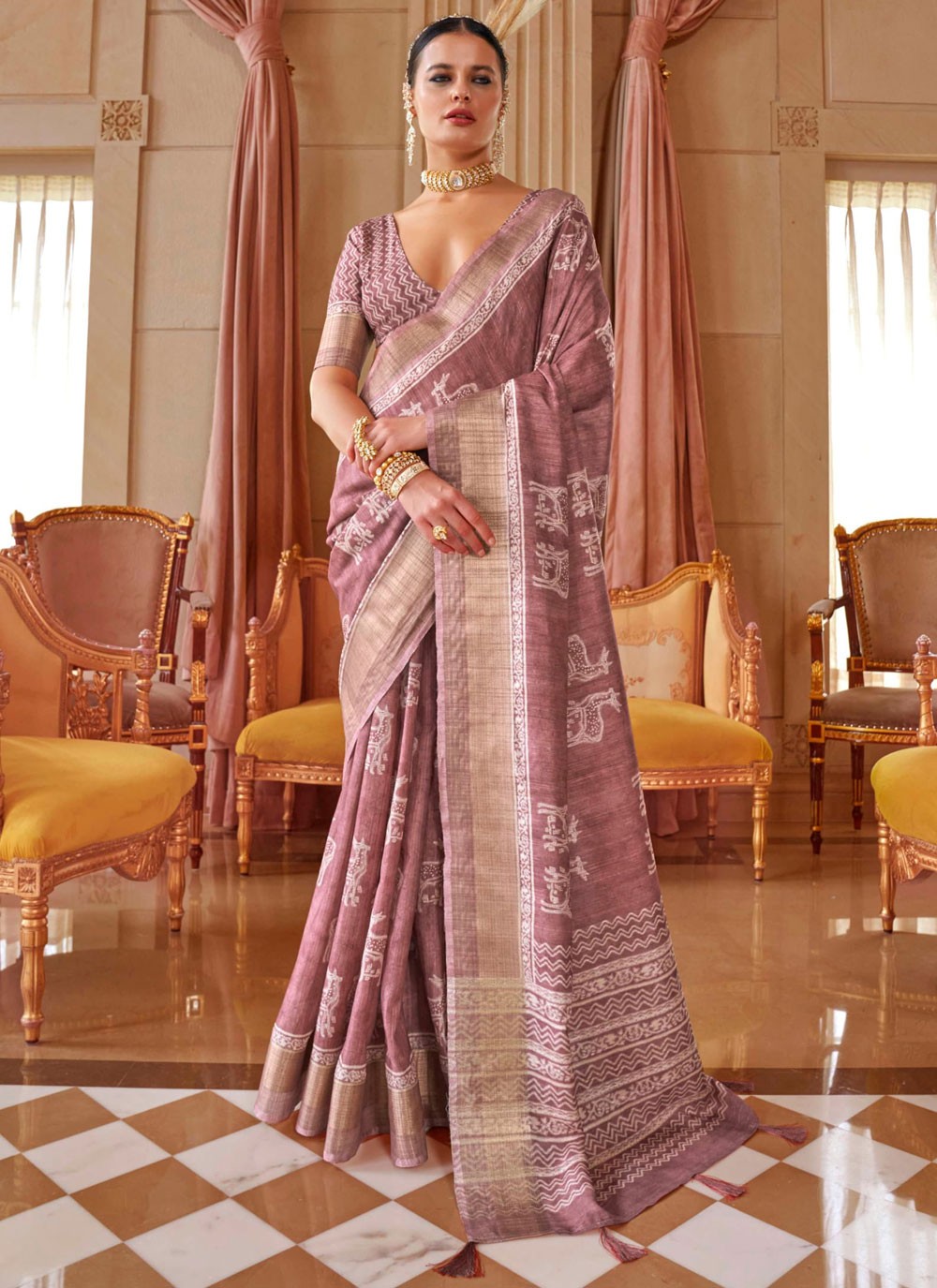 Classic Digital Print Silk Saree - S8418