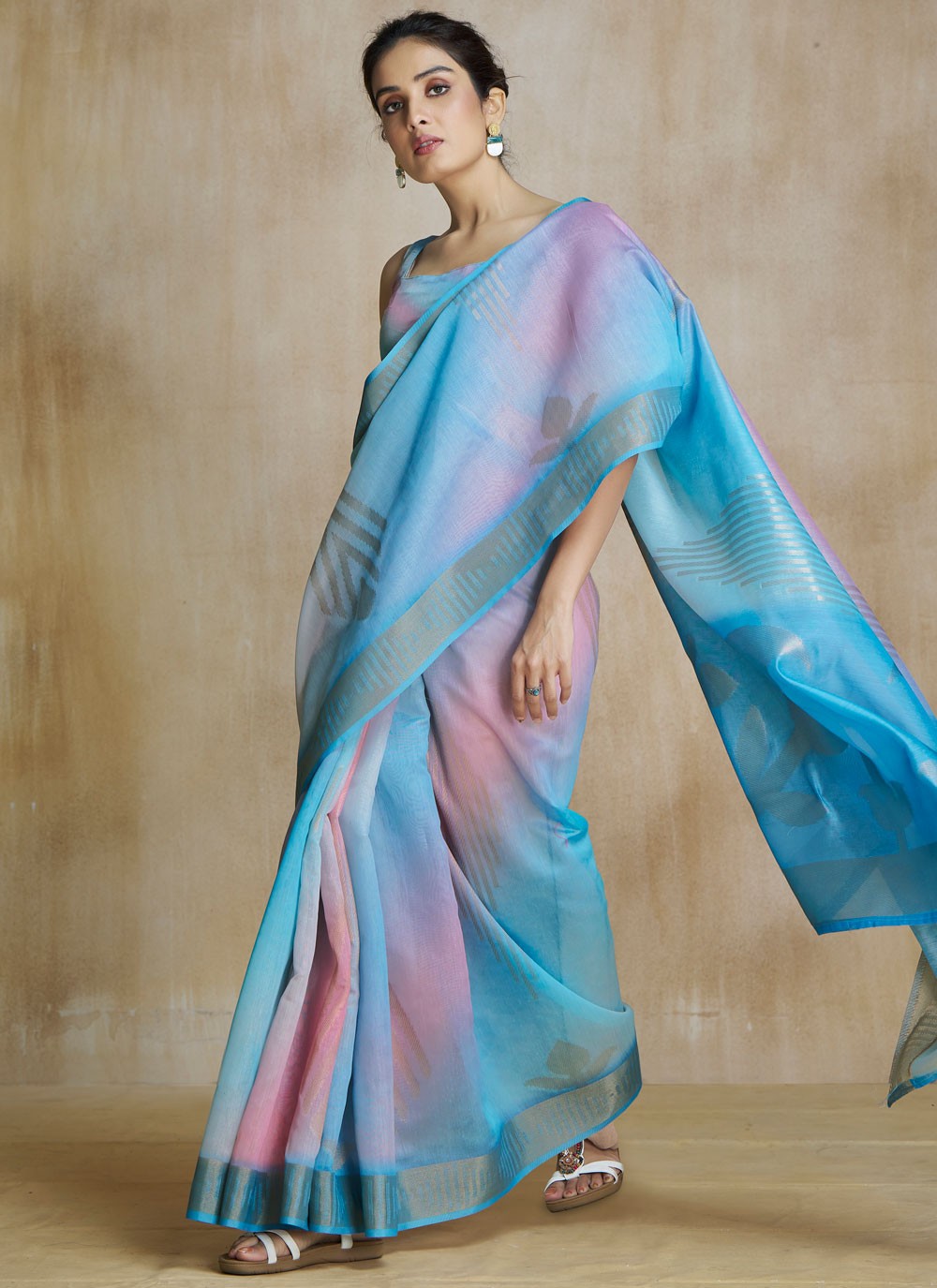 Classic Digital Print Fancy Fabric Saree - S8584
