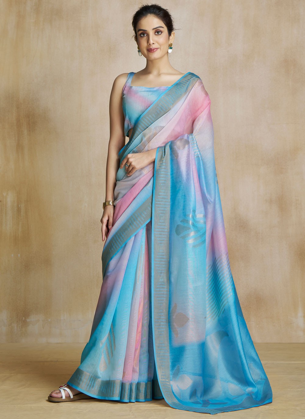 Classic Digital Print Fancy Fabric Saree - S8584
