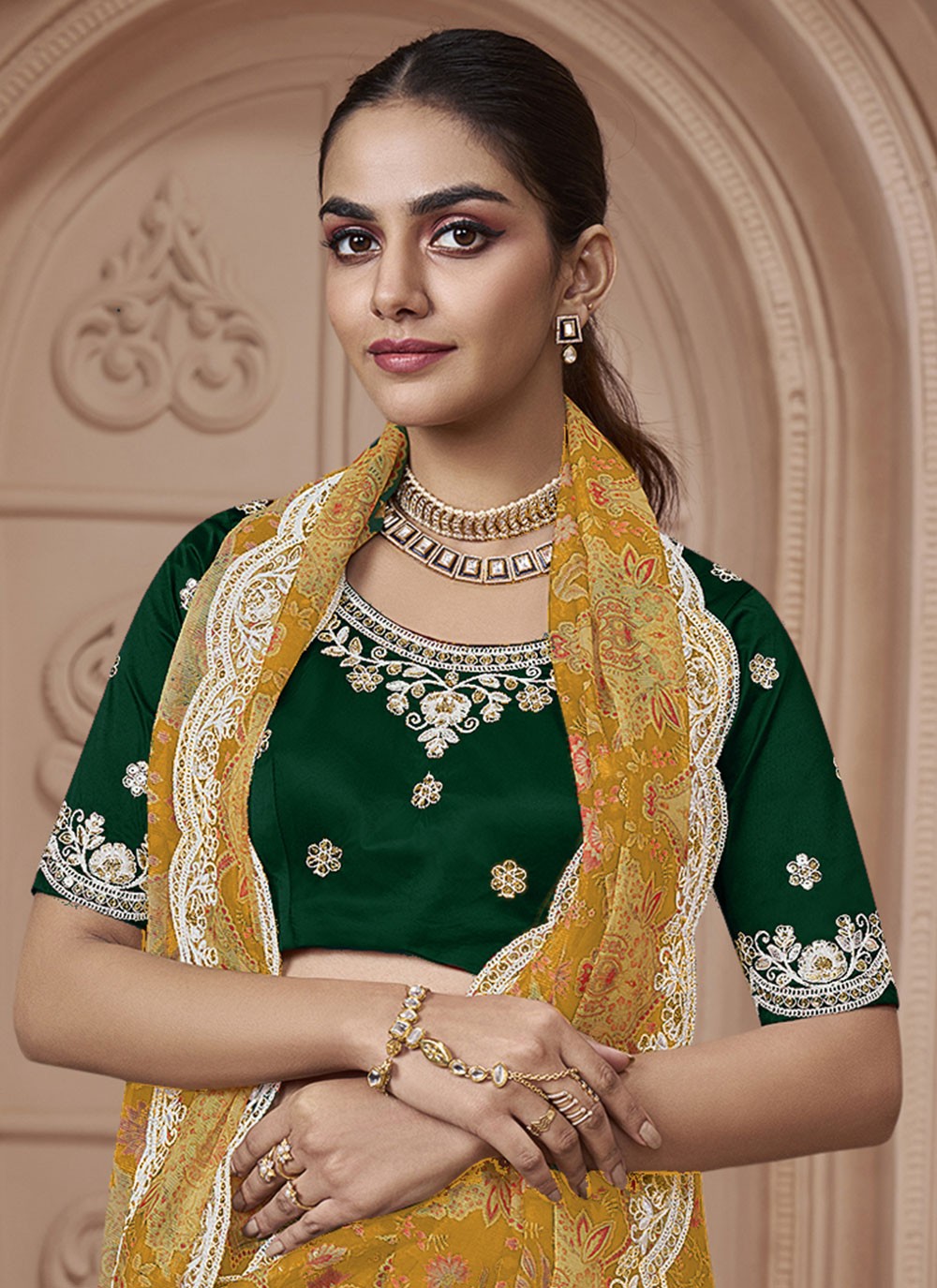 Classic Digital Print Crepe Silk Saree - S5459