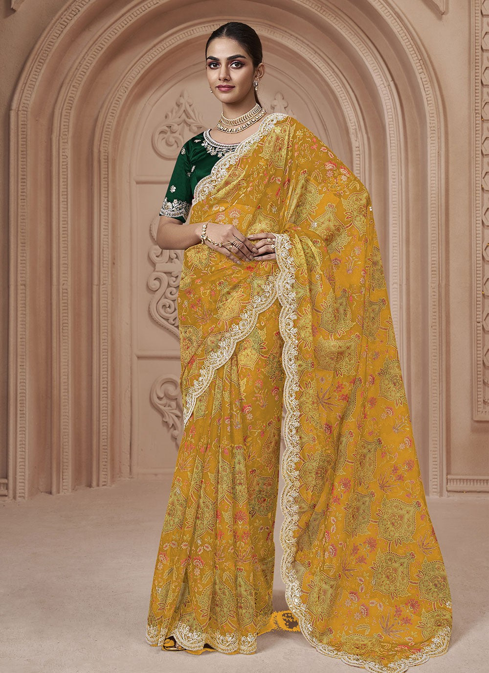 Classic Digital Print Crepe Silk Saree - S5459