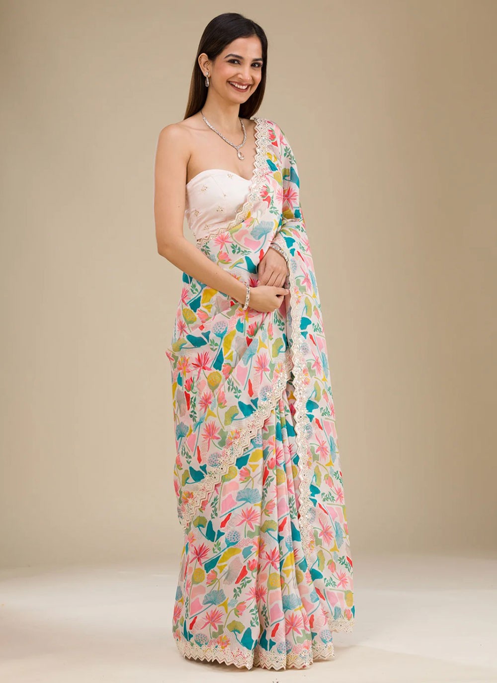Designer Cord Off White Georgette S12362