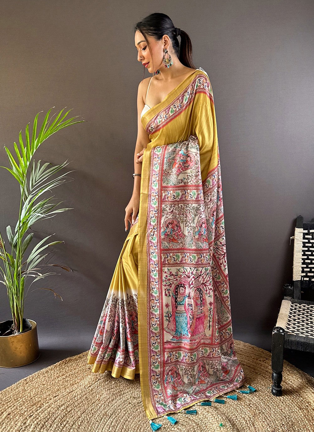 Printed Digital Print Tussar Silk Saree - S7857