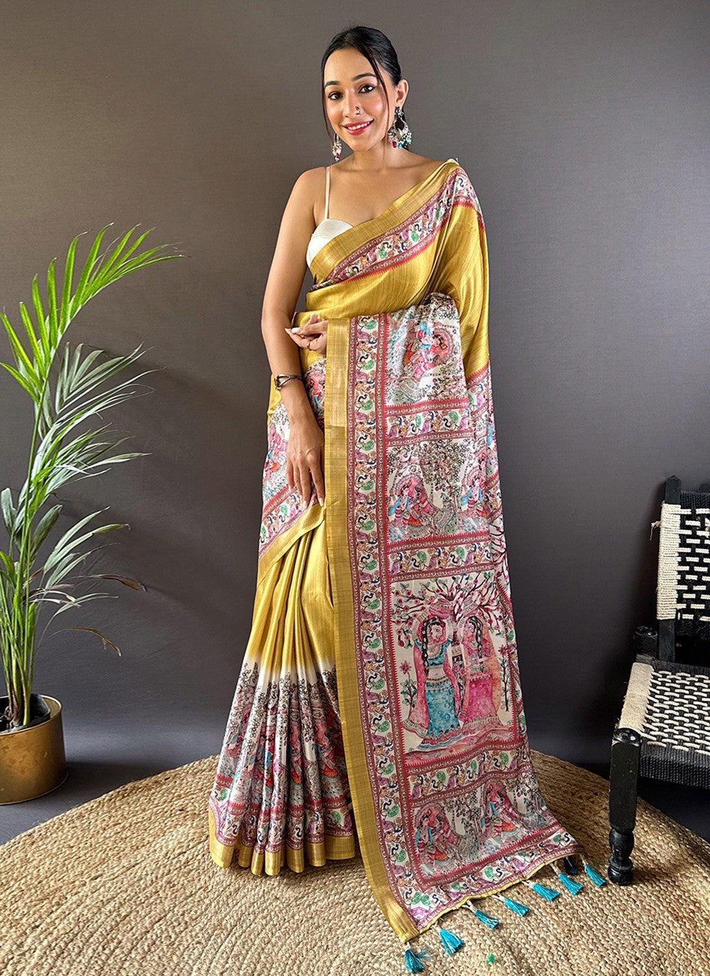 Printed Digital Print Tussar Silk Saree - S7857