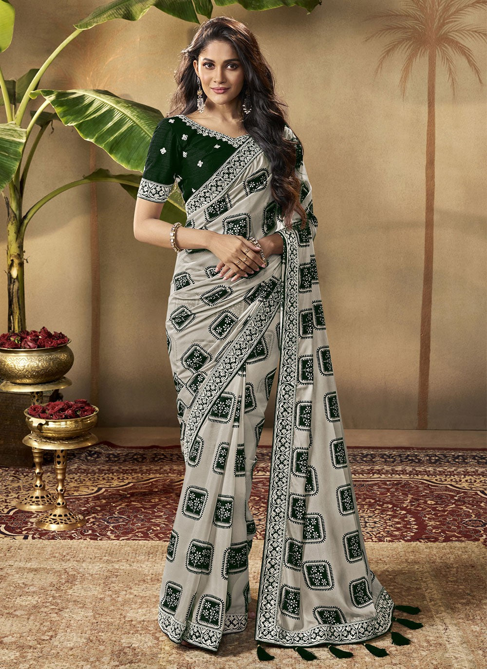 Classic Digital Print Crepe Silk Saree - S5459