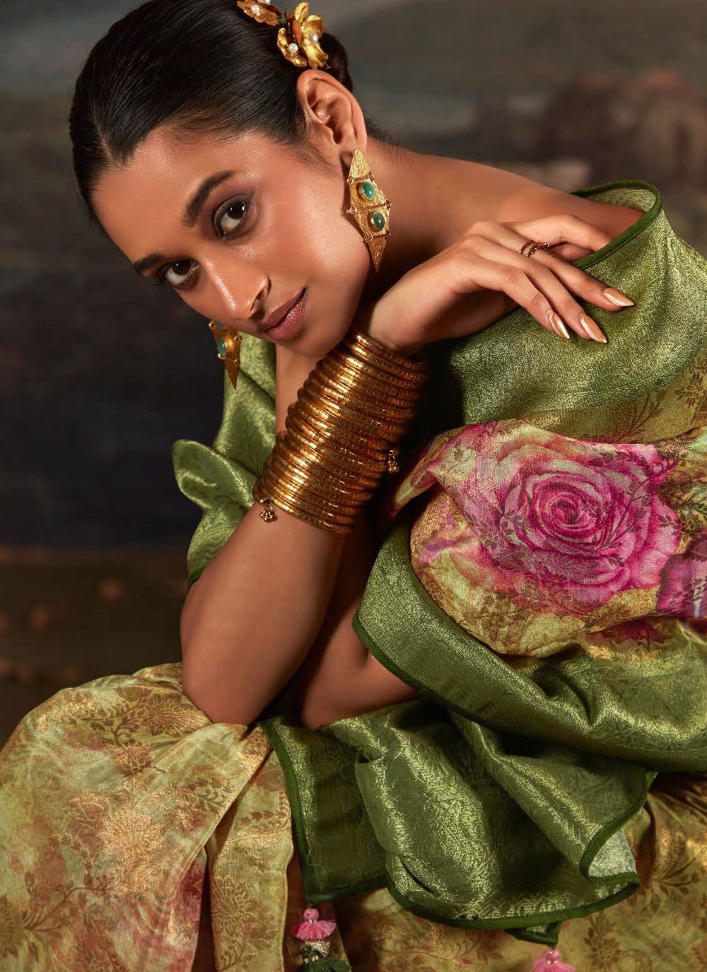 Trendy Digital Print Silk Saree - S5843