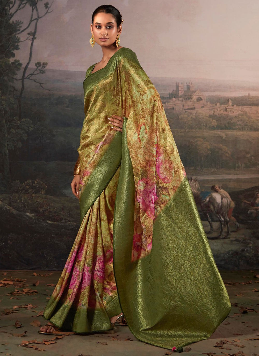Trendy Digital Print Silk Saree - S5843