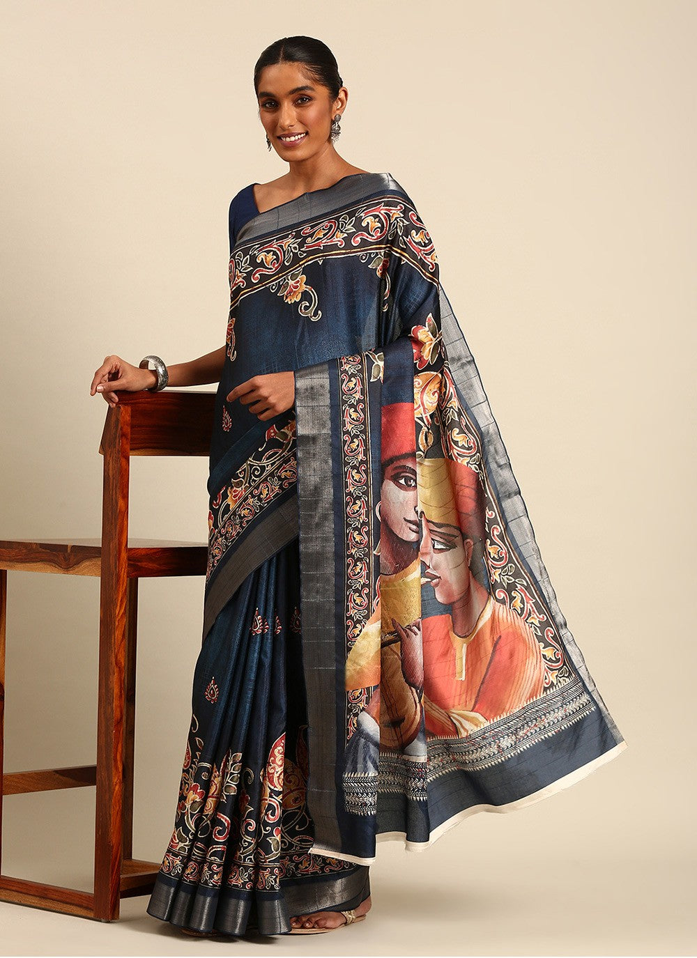 Classic Digital Print Cotton Saree - S7442
