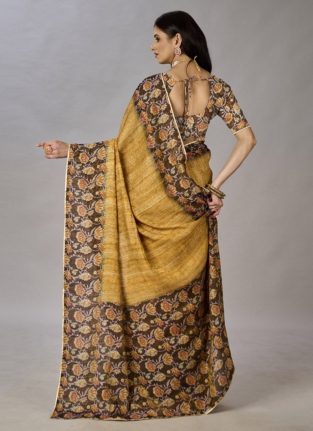 Classic Digital Print Jacquard Silk Saree - S3384