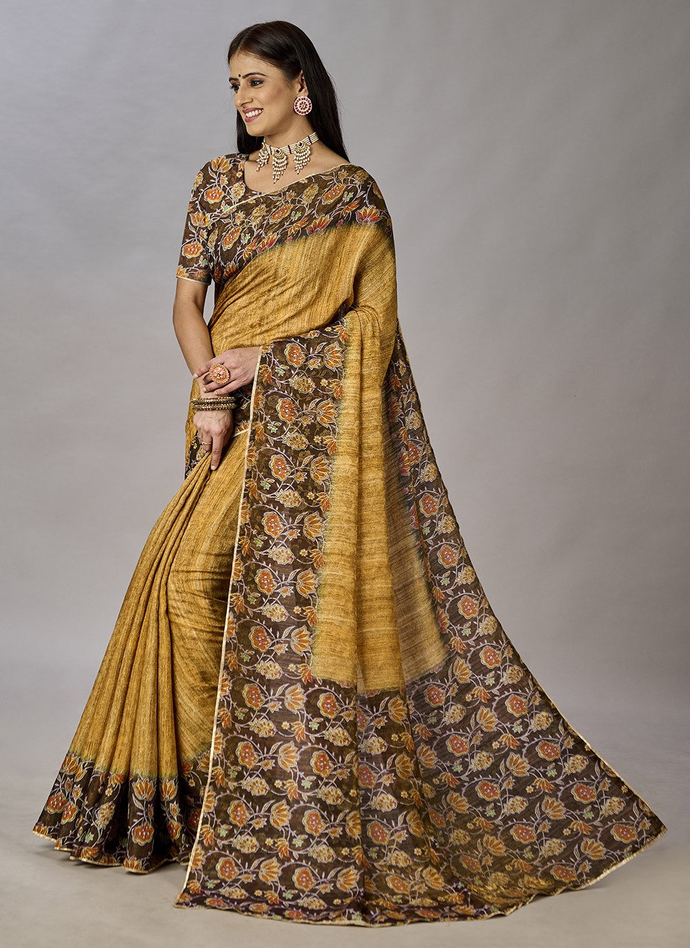Classic Digital Print Jacquard Silk Saree - S3384