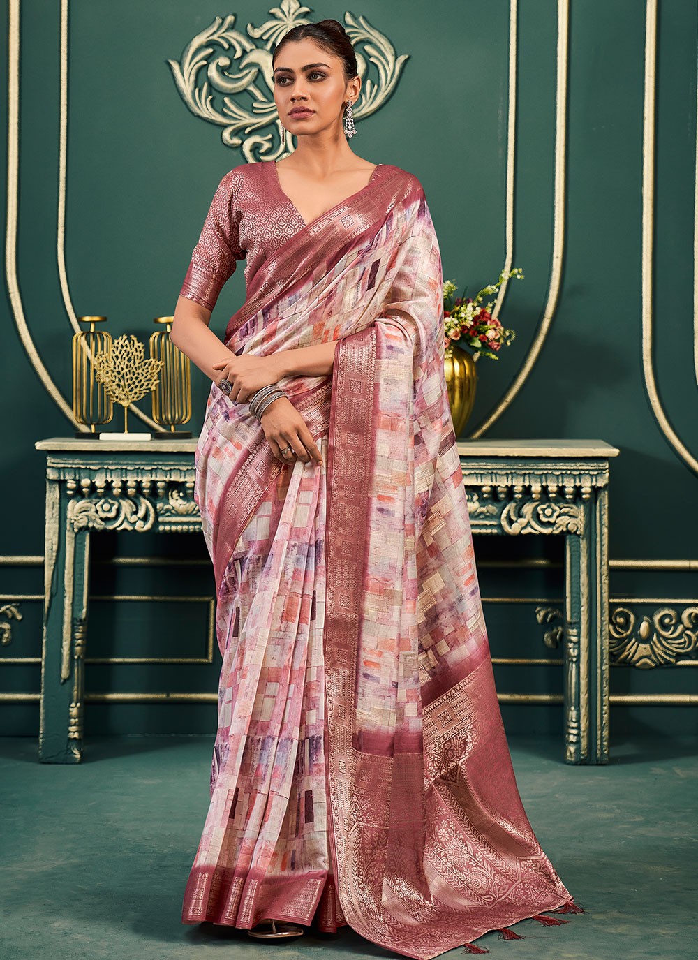 Classic Digital Print Cotton Saree - S6686