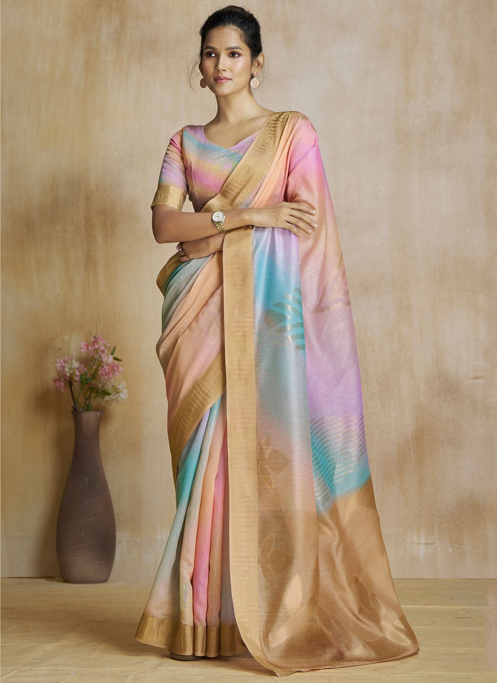 Classic Digital Print Fancy Fabric Saree - S8584