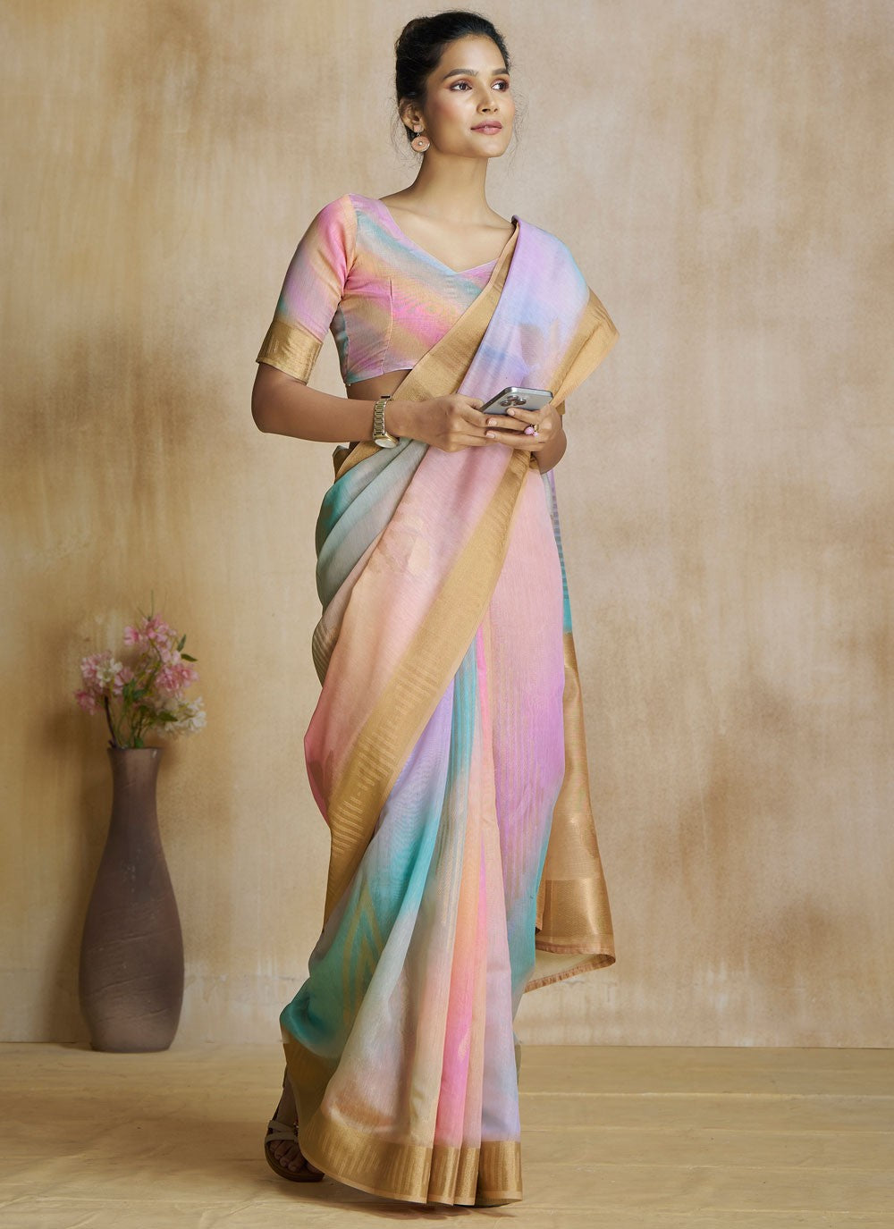 Classic Digital Print Fancy Fabric Saree - S8584