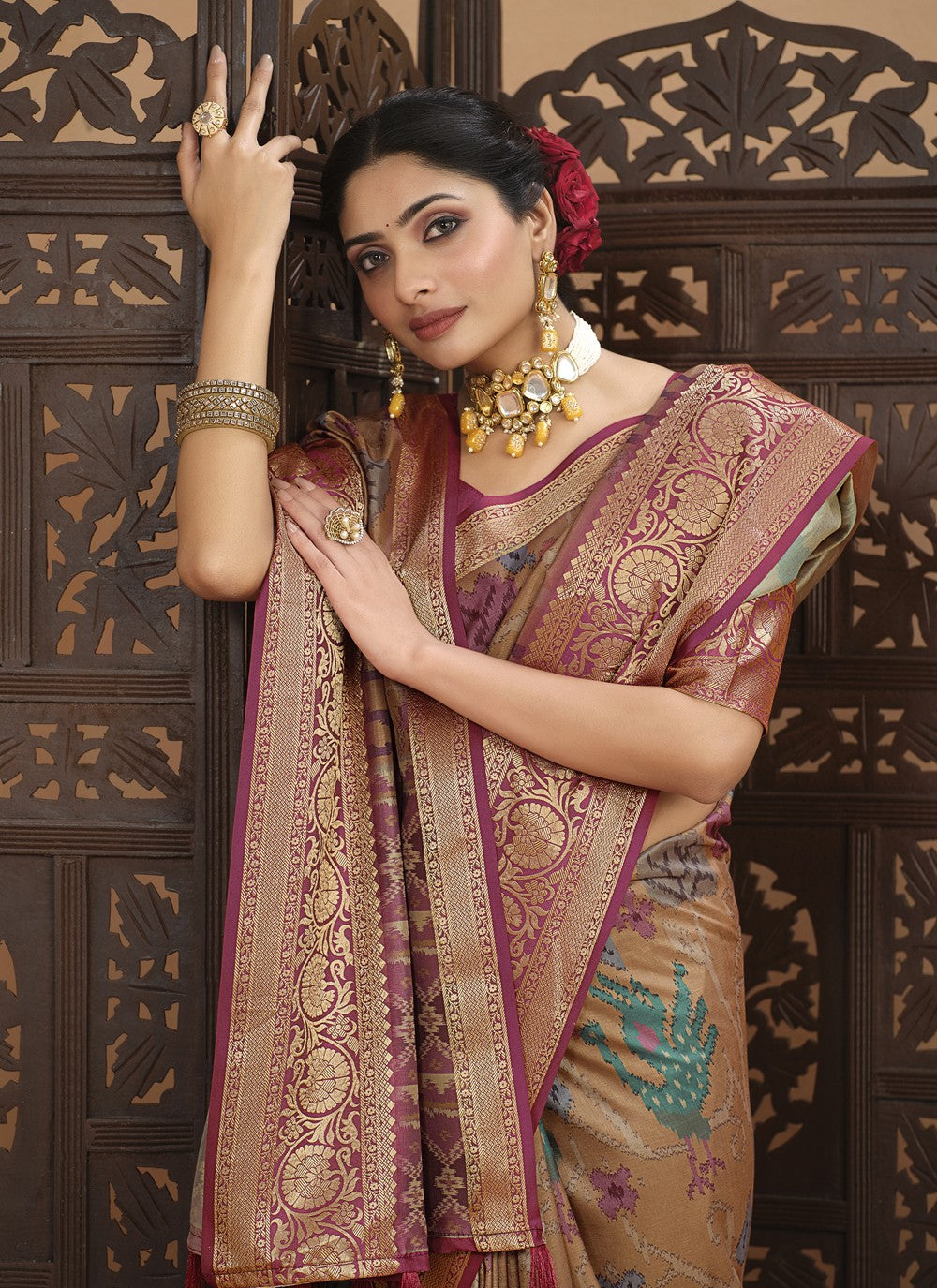 Classic Digital Print Tussar Silk Saree - S4070