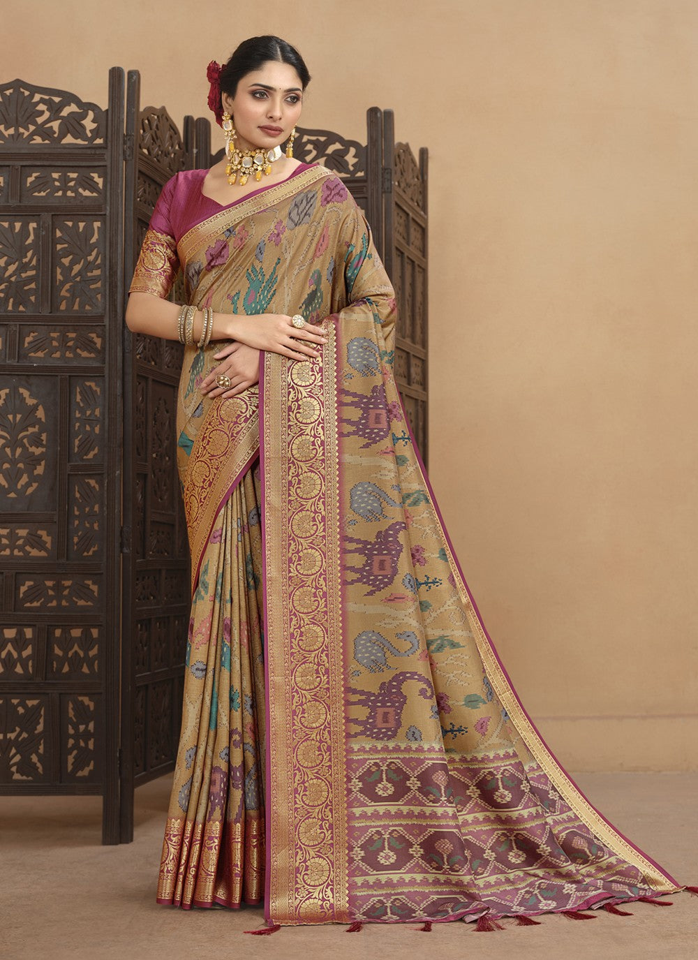 Classic Digital Print Tussar Silk Saree - S4070
