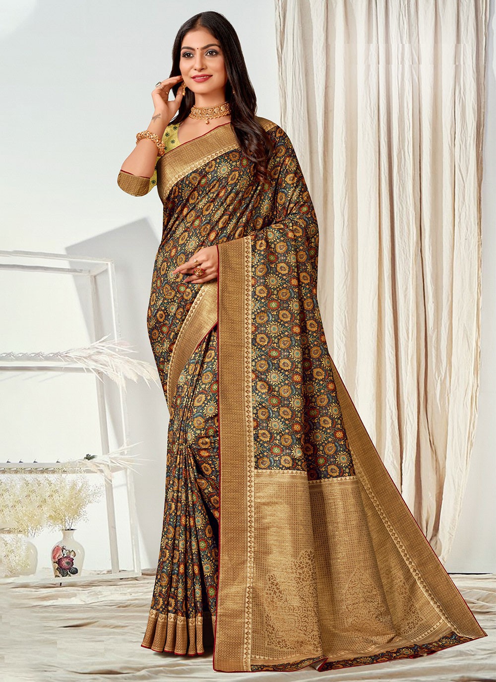 Classic Digital Print Tussar Silk Saree - S4545
