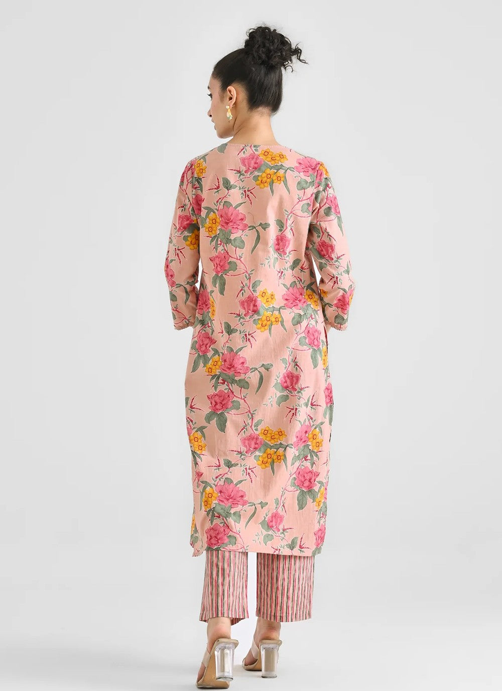 Pant Style Suit Digital Print Peach Rayon T5048