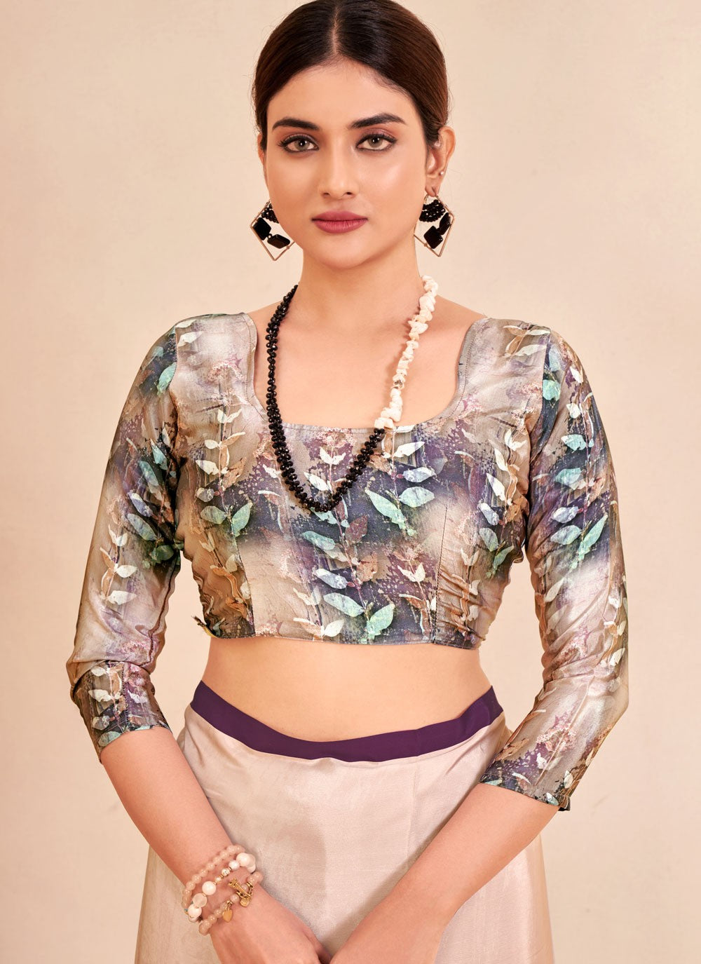 Classic Digital Print Crepe Silk Saree - S7514