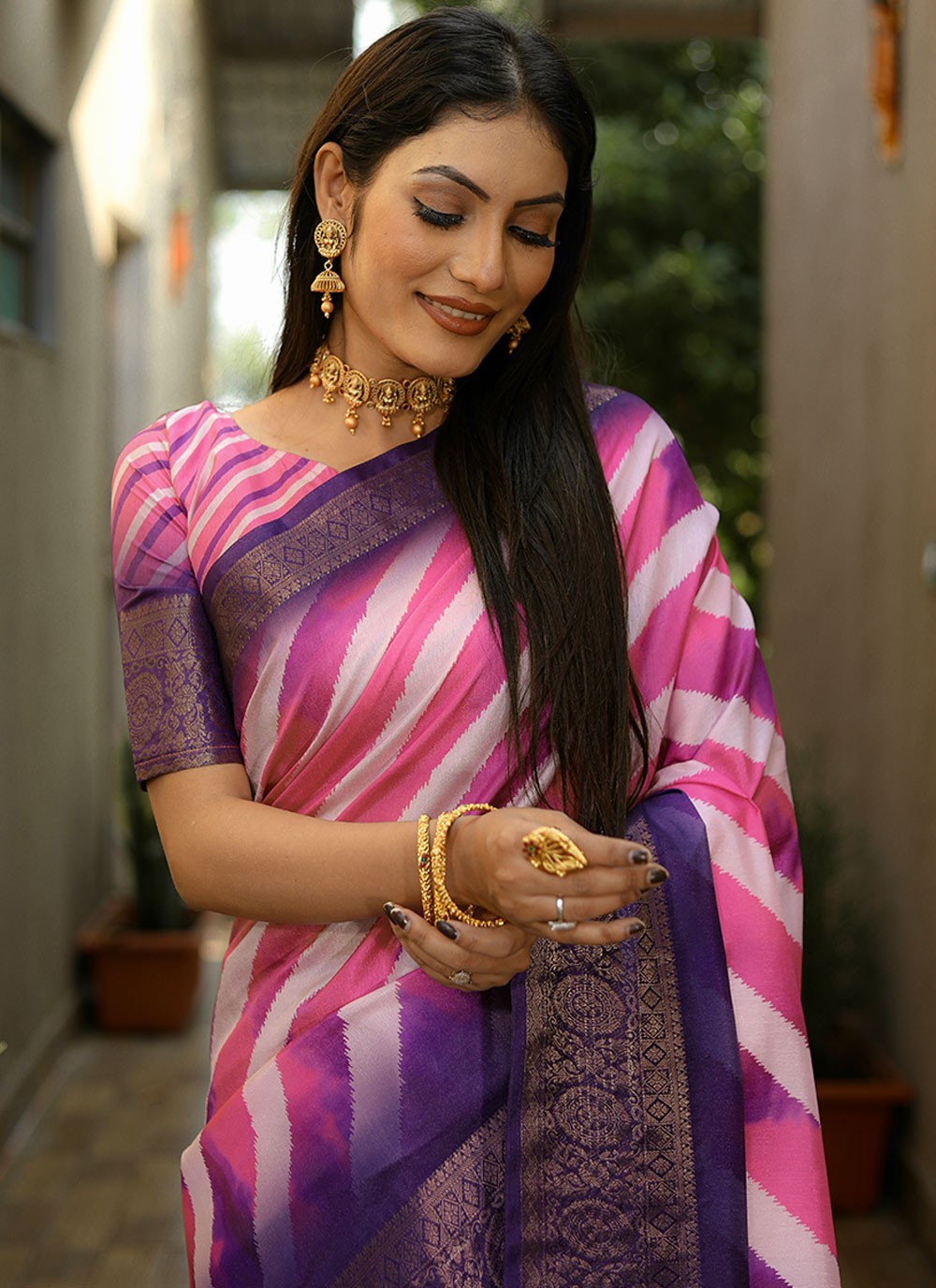 Classic Digital Print Silk Saree - S6910