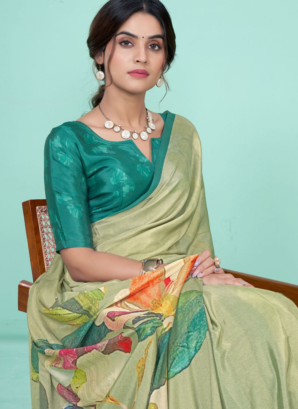 Classic Digital Print Pure Crepe Saree - S7781