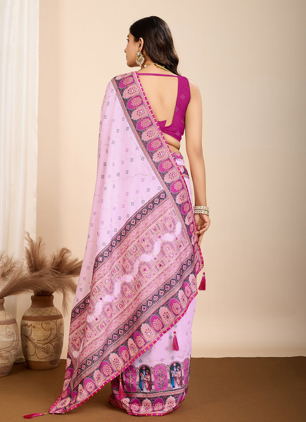 Classic Saree Digital Print Purple Cotton Saree S13478
