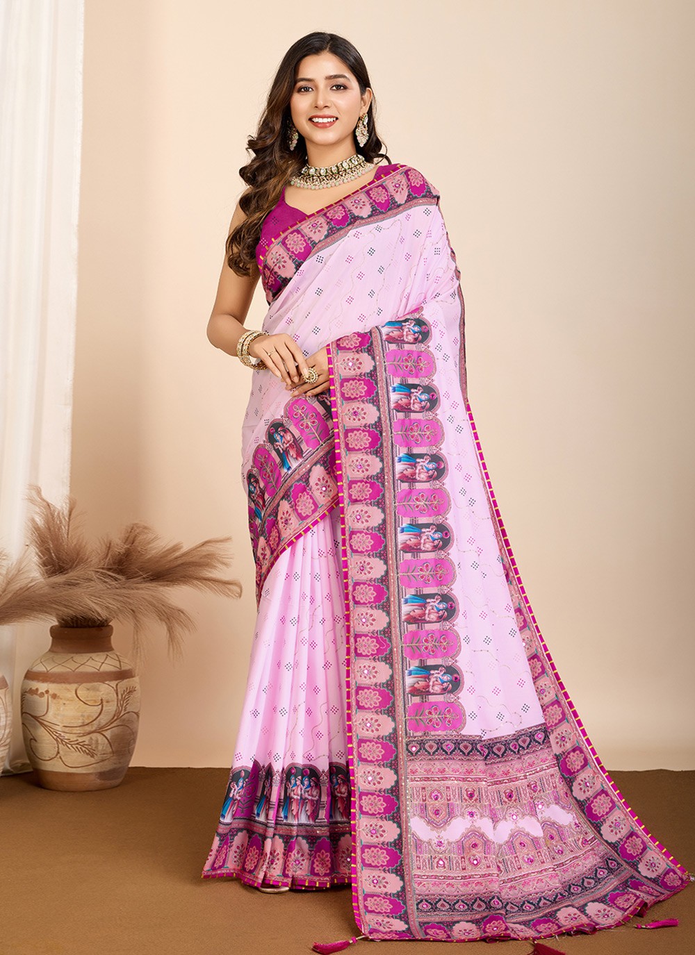 Classic Saree Digital Print Purple Cotton Saree S13478