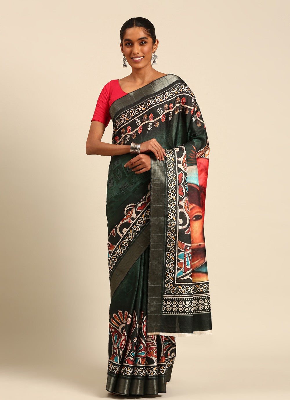 Classic Digital Print Cotton Saree - S7442