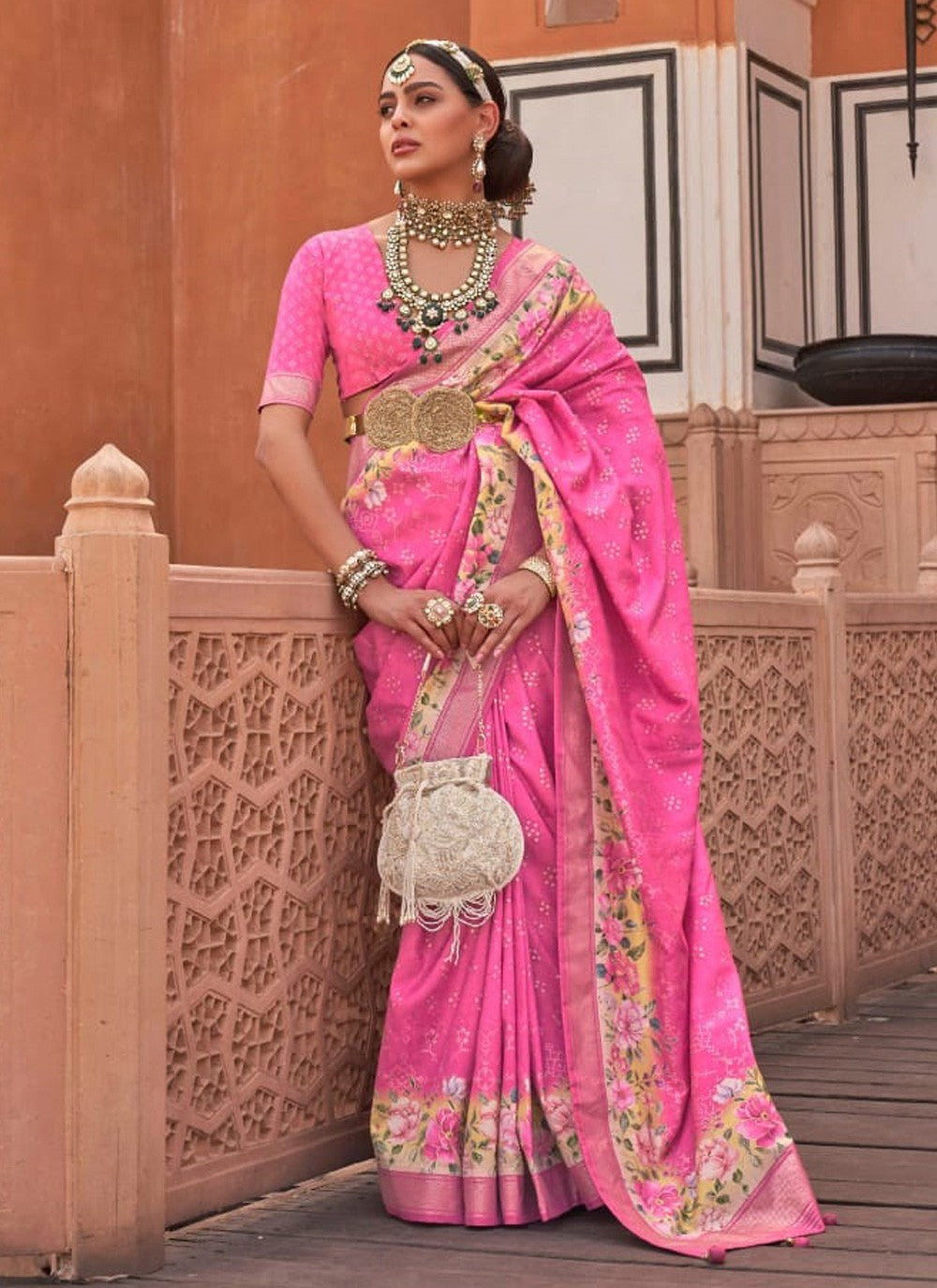 Classic Digital Print Silk Saree - S3898