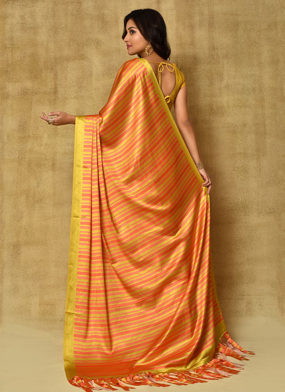 Classic Digital Print Satin Saree - S5689