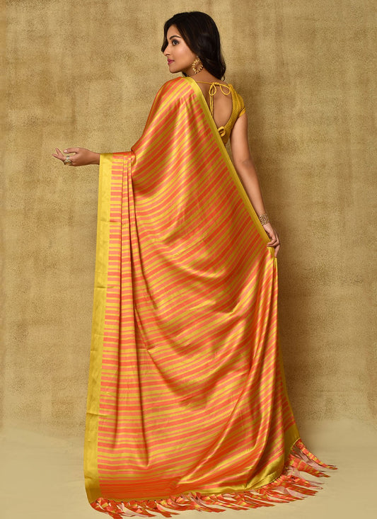Classic Digital Print Satin Saree - S5689