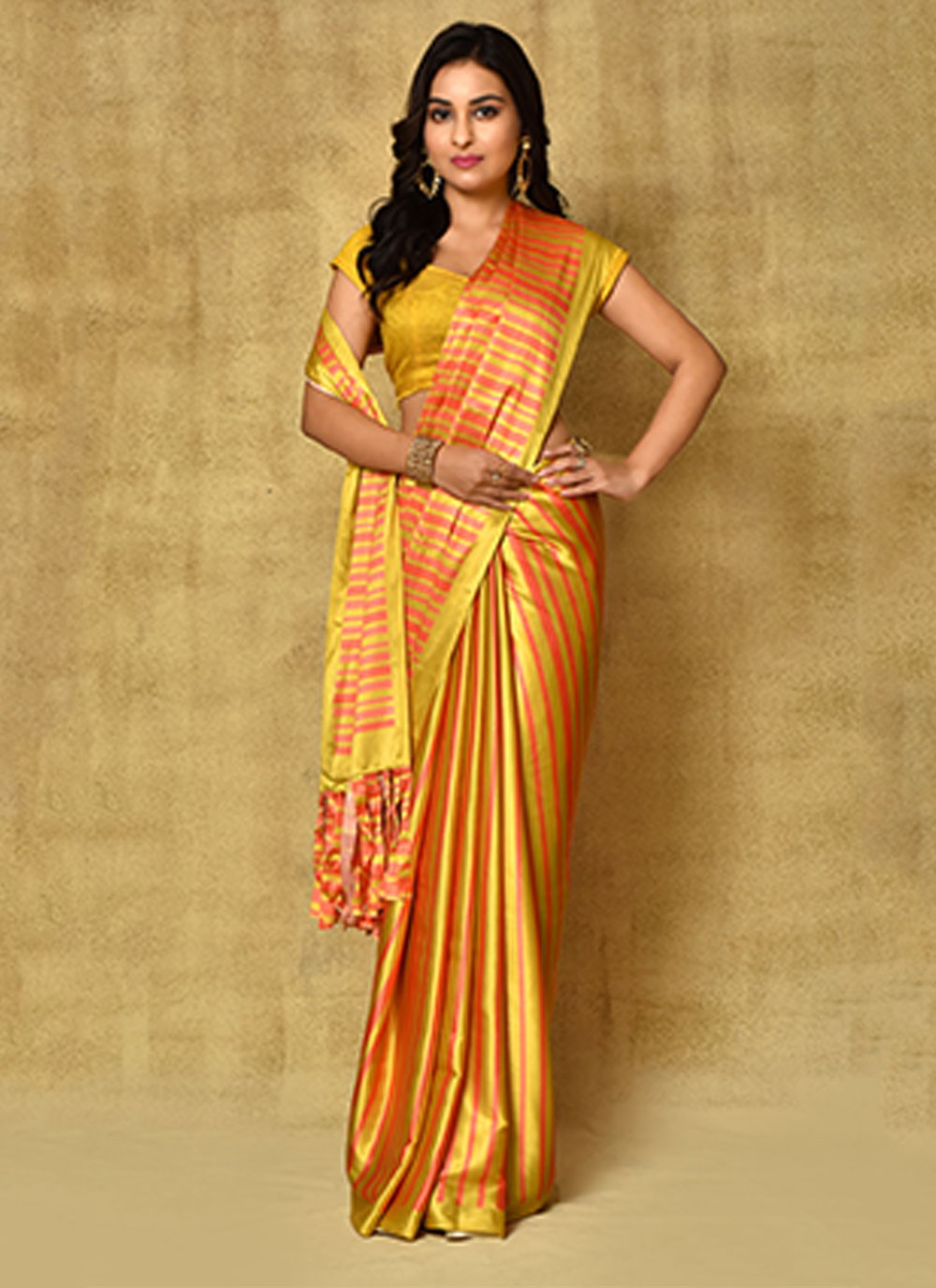 Classic Digital Print Satin Saree - S5689