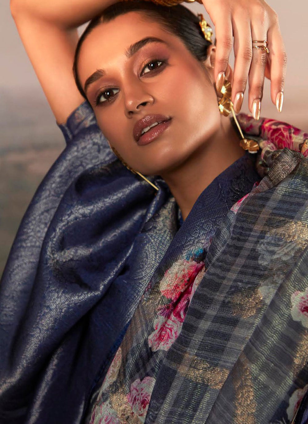 Trendy Digital Print Silk Saree - S5843