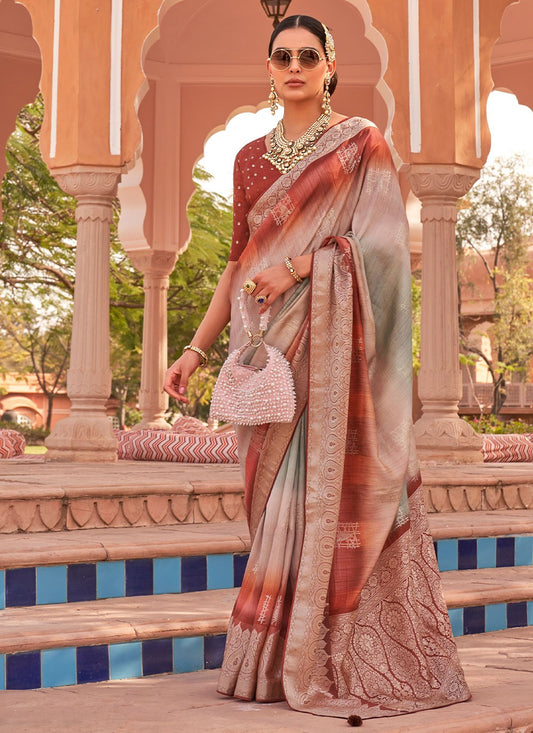 Traditional Digital Print Silk Saree - S2951