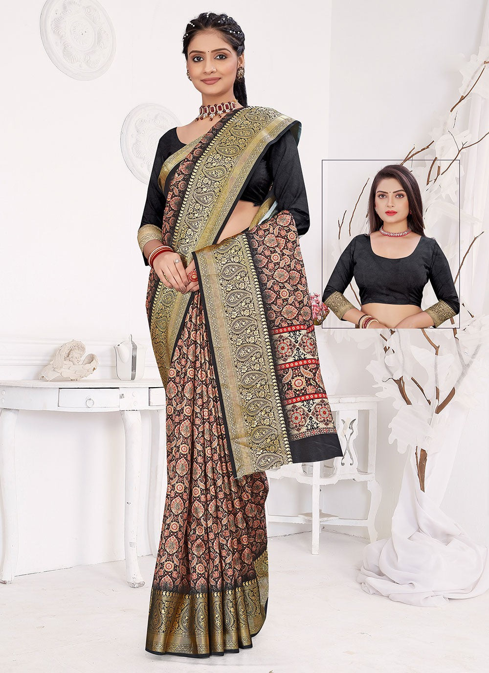 Trendy Digital Print Silk Saree - S4669