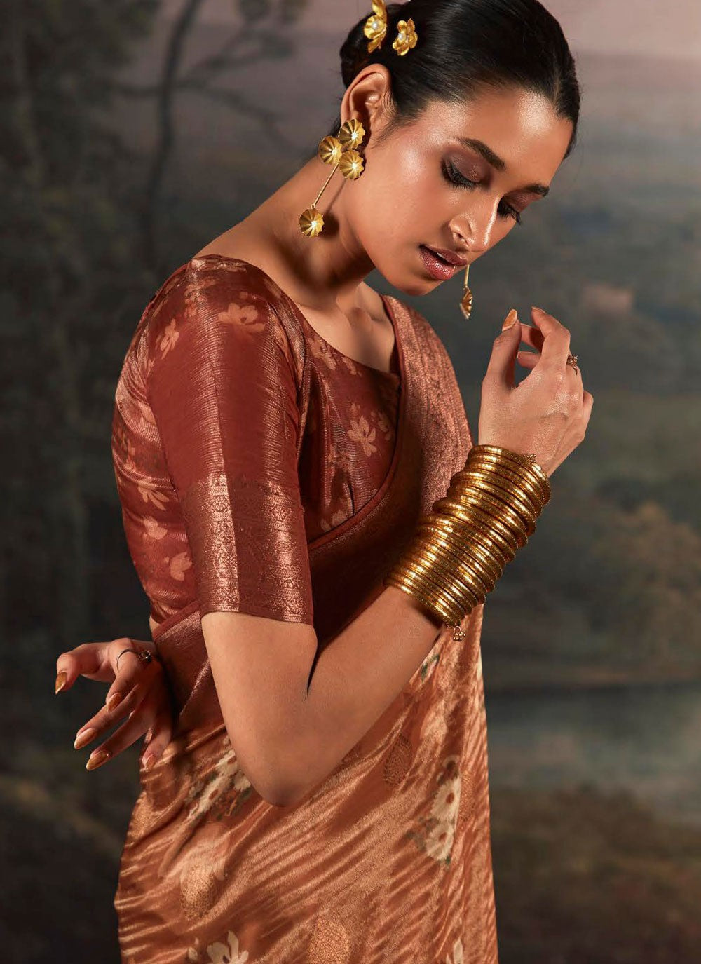 Trendy Digital Print Silk Saree - S5843