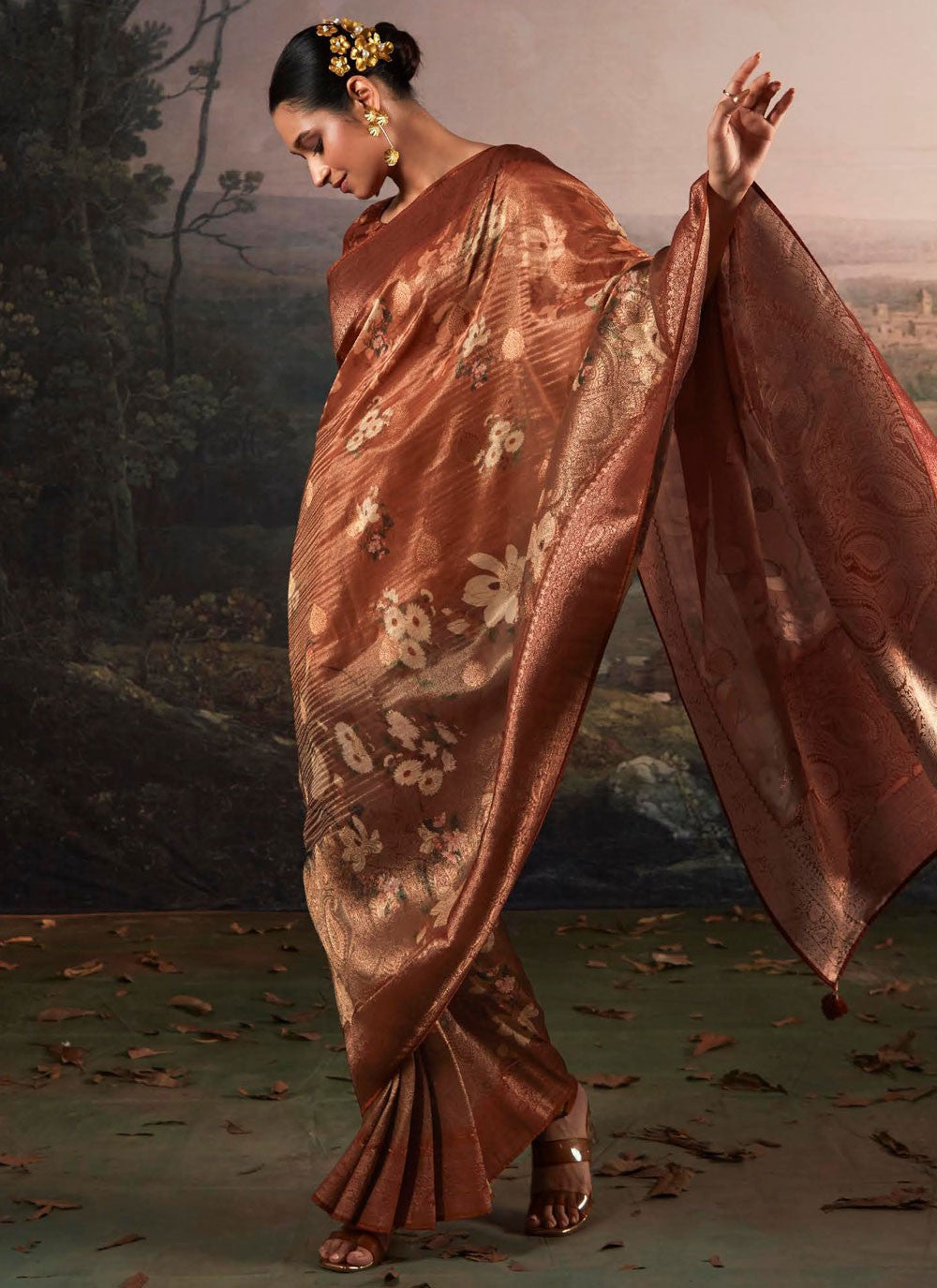 Trendy Digital Print Silk Saree - S5843
