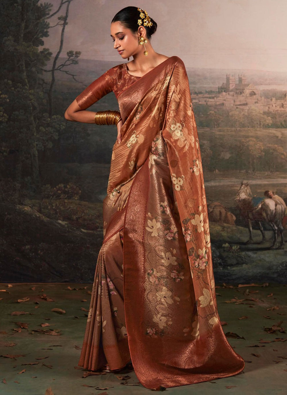 Trendy Digital Print Silk Saree - S5843
