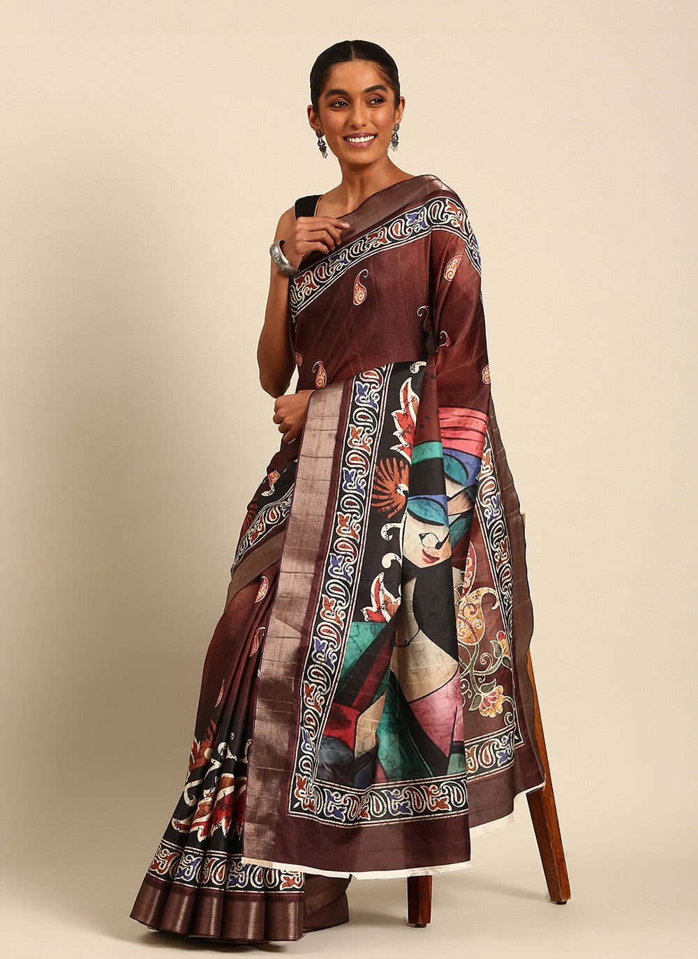Classic Digital Print Cotton Saree - S7442